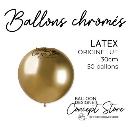 Ballons 30 cm chromés Balloon Designer – Couleurs exclusives