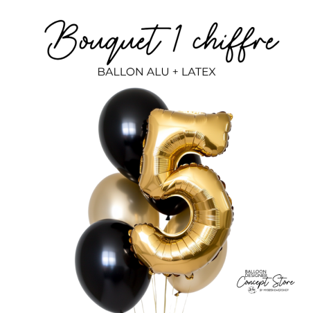 Bouquet de ballons hélium avec ballon chiffre XL – Personnalisable anniversaire