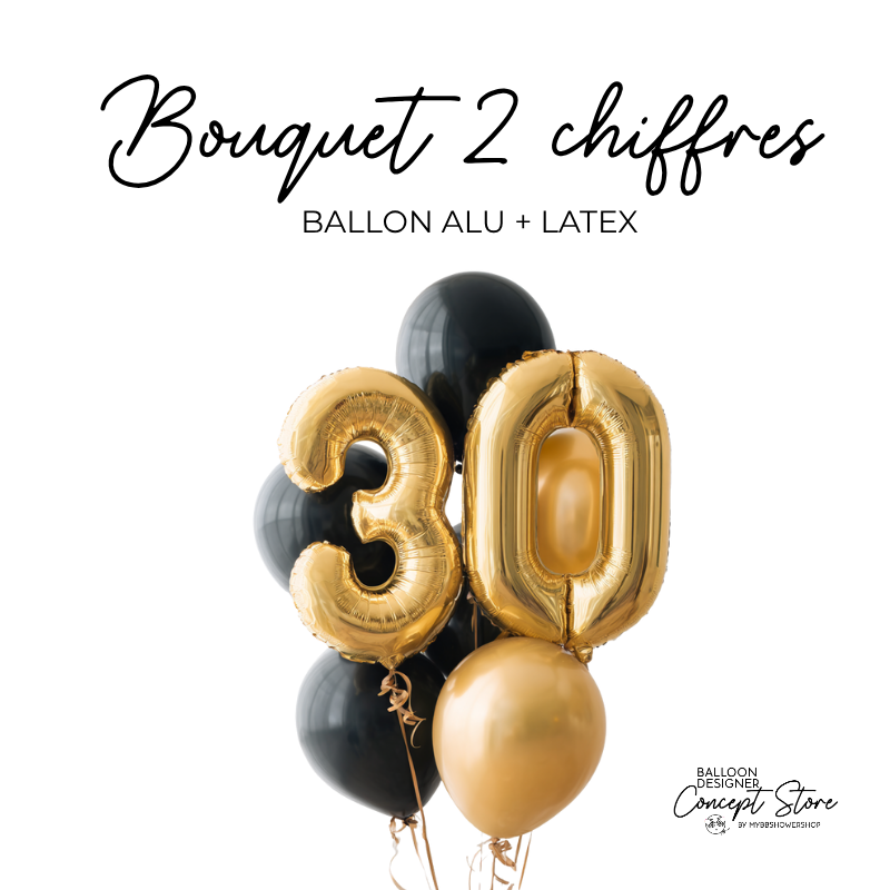 Bouquet de ballons hélium avec ballon chiffre XL – Personnalisable anniversaire