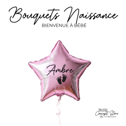 Ballon étoile personnalisé pour Bébé– Personnalisé et gonflé à l’hélium maternité