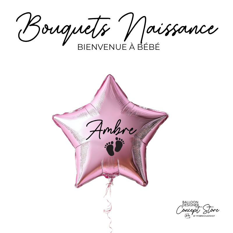 Ballon étoile personnalisé pour Bébé– Personnalisé et gonflé à l’hélium maternité