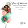 Bouquet de ballons personnalisé thème Vaiana – Ballons mint & corail biodégradables & aluminium