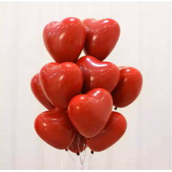Bouquet Hélium Saint-Valentin – 10 Ballons Cœur Rouge Latex Biodégradable