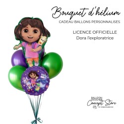 Bouquet de ballons Dora l’Exploratrice – Ballons biodégradables & aluminium colorés