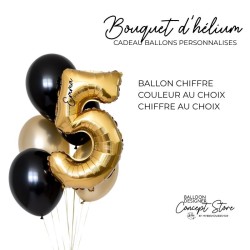 Bouquet de ballons hélium avec ballon chiffre XL – Personnalisable anniversaire
