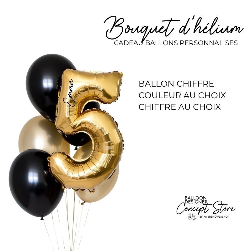 Bouquet de ballons hélium avec ballon chiffre XL – Personnalisable anniversaire