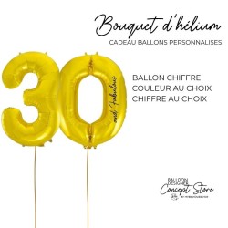 Bouquet de ballons hélium avec deux ballons chiffre XL – Personnalisable anniversaire