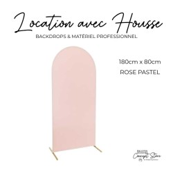 Location arche backdrop 180 x 80 cm avec housse rose pastel – Retrait Concept Store